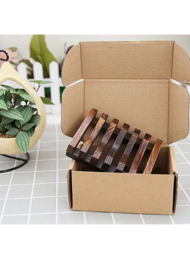 Charcoal Burning Color Wooden Soap Holder With Drainage Rustic Bathroom Soap Dish - Image 2